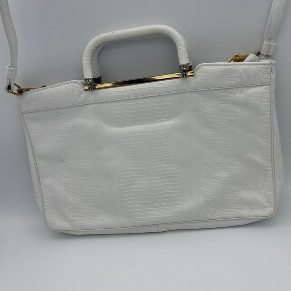 Bags by Supreme White Patchwork Reptile Print Clutch Shoulder Handbag - Picture 5 of 16